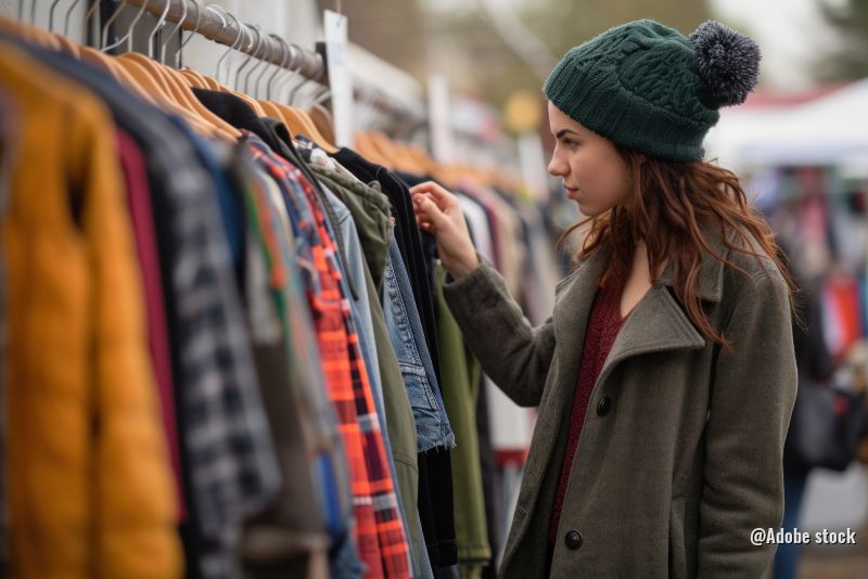 Junge Frau beim Second hand shoppen